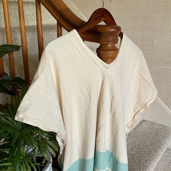 Tribe Alive Cream and Blue Accent Beach Kimono Swim Cover - Picture 4 of 14